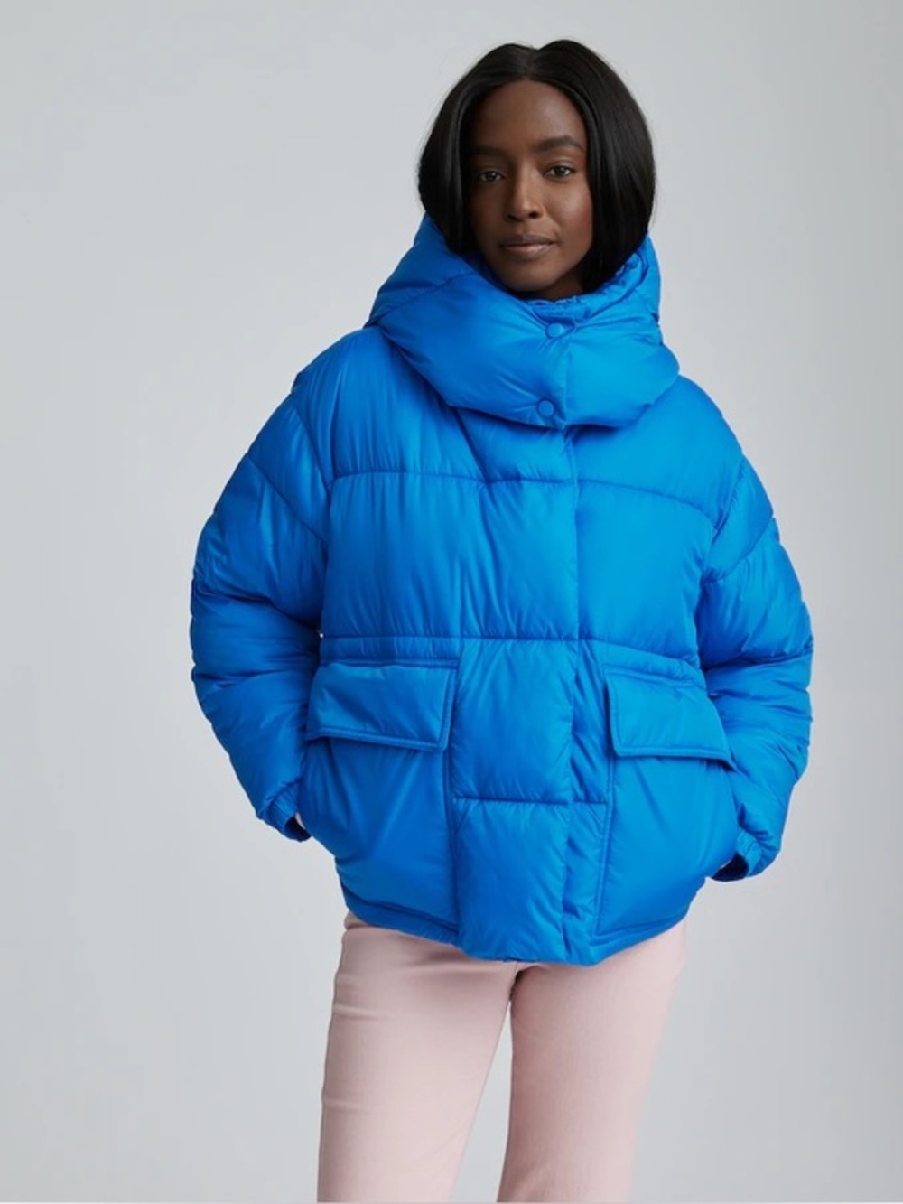 NVLT NWT Wonder Puff Cropped Puffer Jacket XL Detachable Hood Ocean